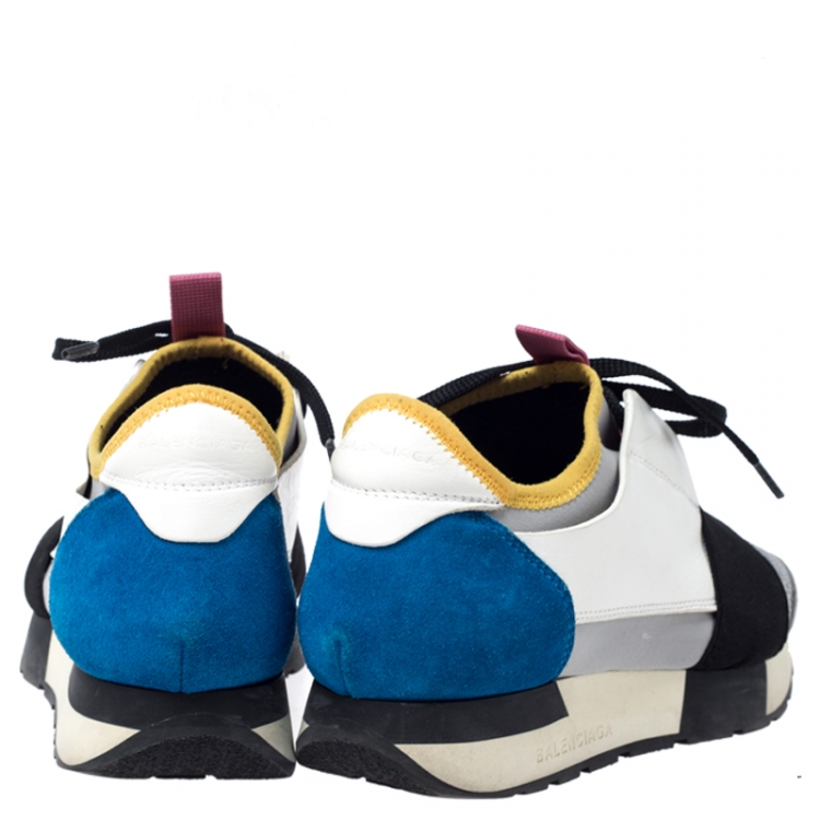 Pre Owned Balenciaga Multicolor Leather and Suede Race Runner Sneakers Size 36 