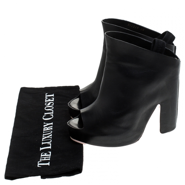 Pre Owned Balenciaga Black Leather Open Toe Platform Mule Sandals Size 38