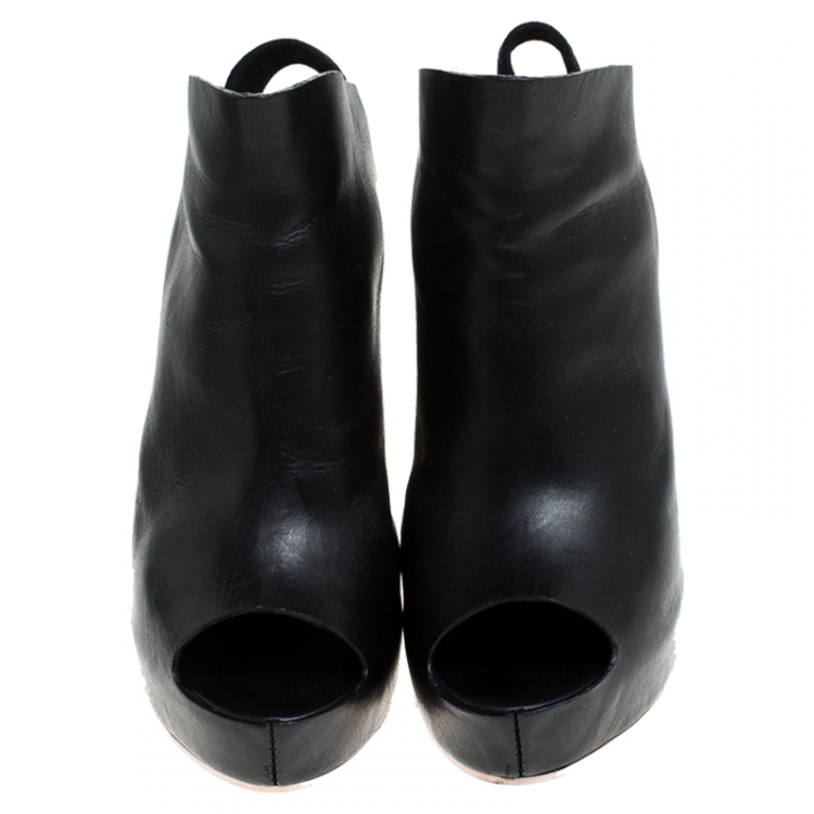 Pre Owned Balenciaga Black Leather Open Toe Platform Mule Sandals Size 38