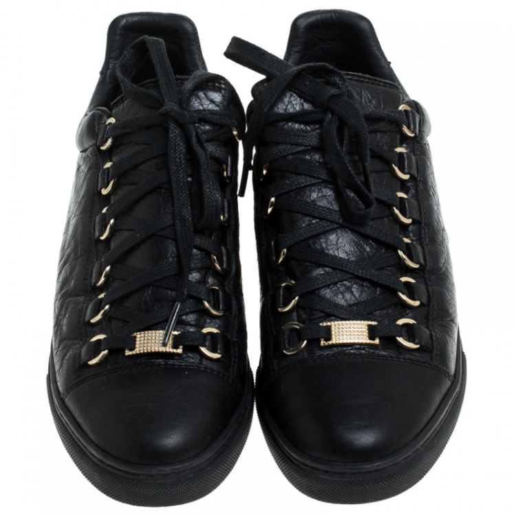 Pre Owned Balenciaga Black Leather Arena Lave Up Sneakers Size 37