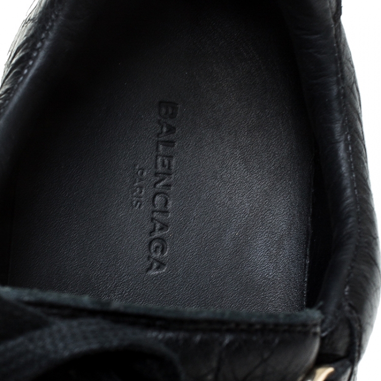 Pre Owned Balenciaga Black Leather Arena Lave Up Sneakers Size 37