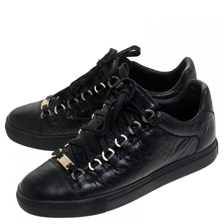 Pre Owned Balenciaga Black Leather Arena Lave Up Sneakers Size 37