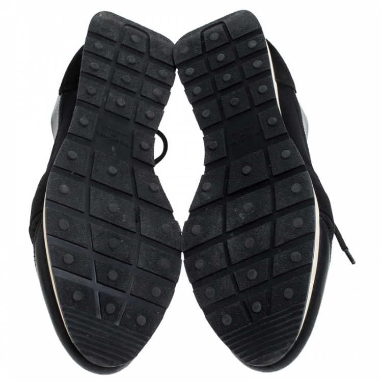 Pre Owned Balenciaga Black Mesh/Suede Leather Race Stretch Lace Up Sneakers Size 39