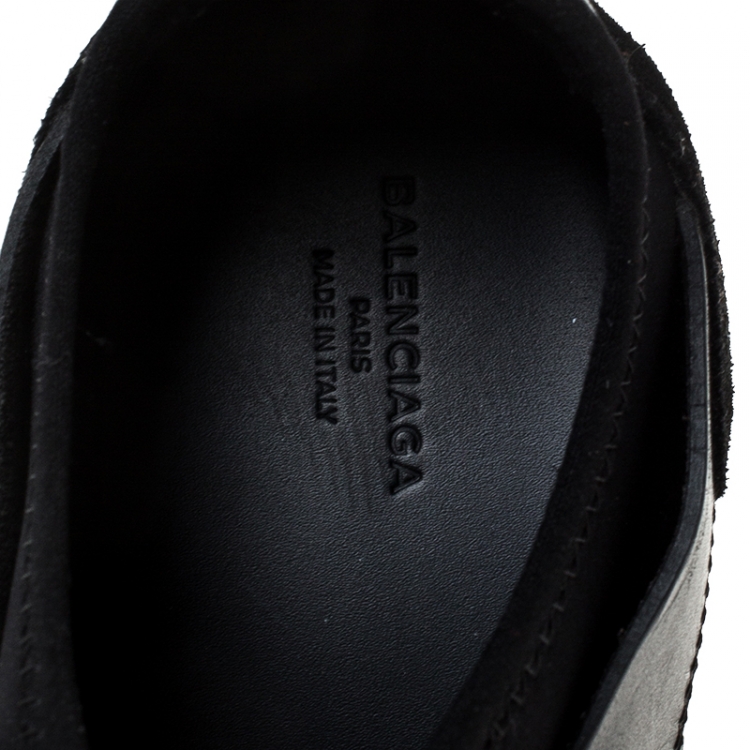 Pre Owned Balenciaga Black Mesh/Suede Leather Race Stretch Lace Up Sneakers Size 39