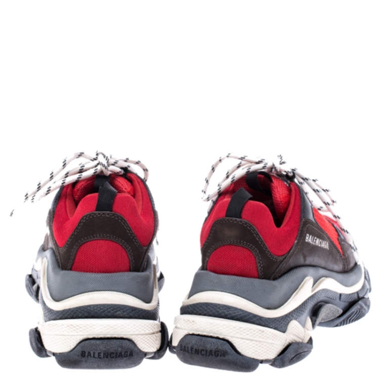 Pre Owned Balenciaga Multicolor Mesh, Nubuck And Leather Triple S Platform Sneakers Size 39