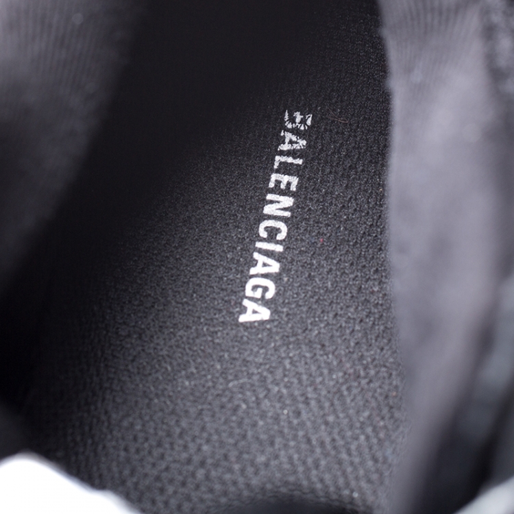 Pre Owned Balenciaga Black Leather And Mesh Track Trainers Size 39