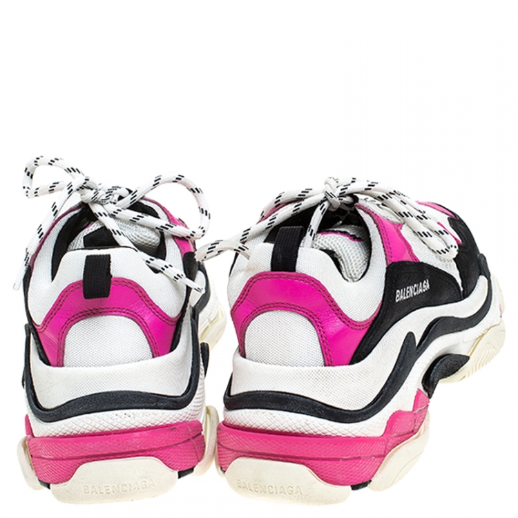 Pre Owned Balenciaga Multicolor Nubuck, Mesh And Leather Triple S Trainer Sneakers Size 40