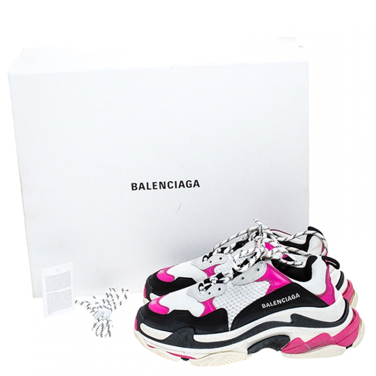 Pre Owned Balenciaga Multicolor Nubuck, Mesh And Leather Triple S Trainer Sneakers Size 40