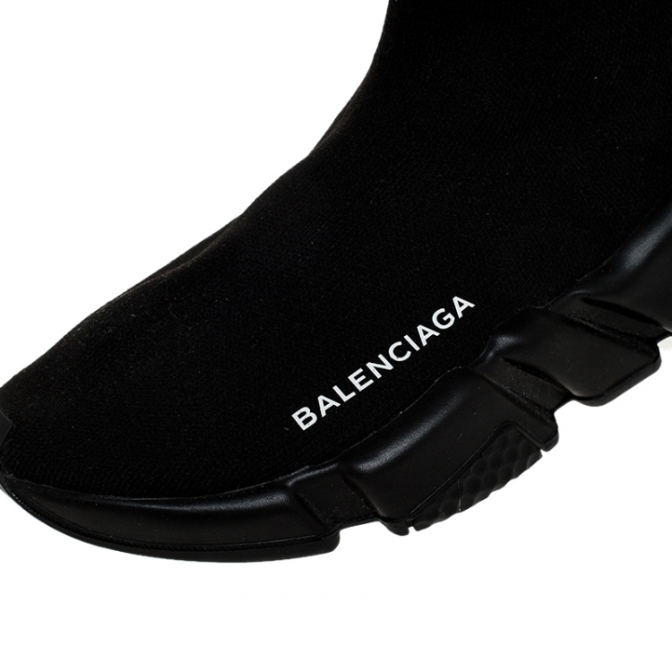 Pre Owned Balenciaga Black Knit Fabric Speed Trainers Sneakers Size 35