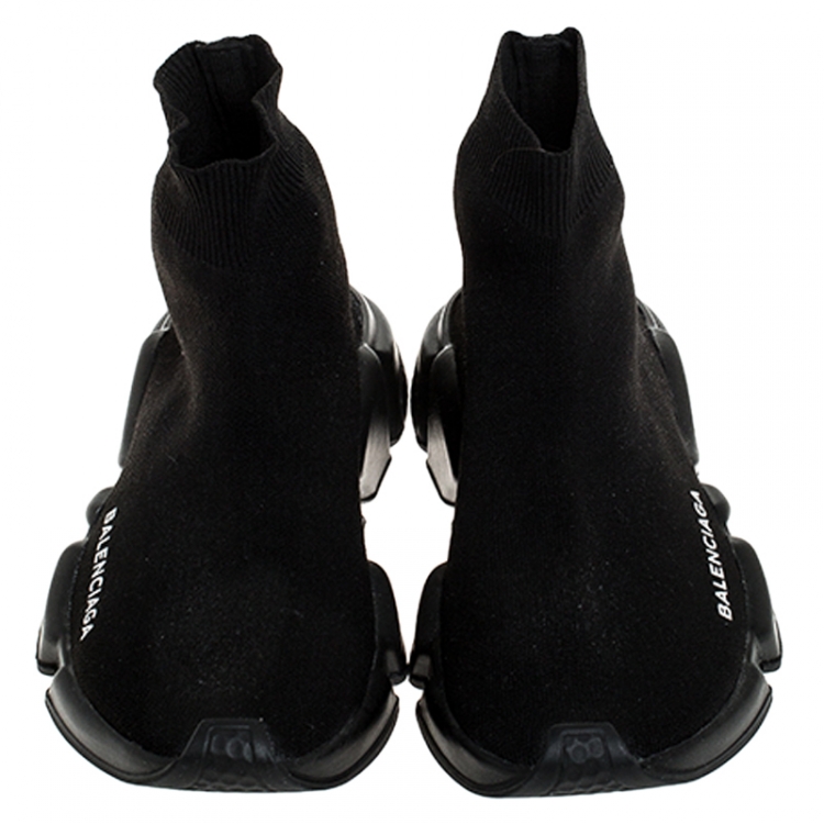 Pre Owned Balenciaga Black Knit Fabric Speed Trainers Sneakers Size 35