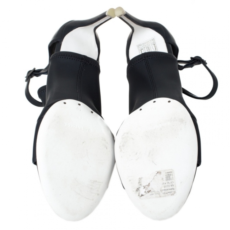 Pre Owned Balenciaga Black Rubberised Neoprene Glove Open Toe Ankle Strap Sandals Size 40