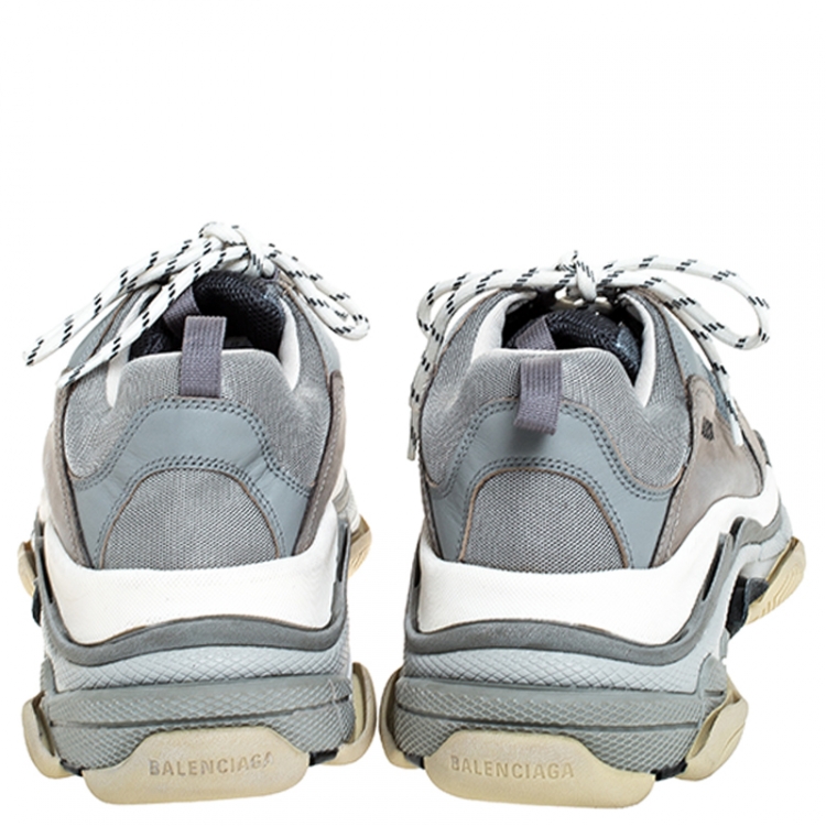 Pre Owned Balenciaga Multicolor Mesh, Nubuck And Leather Triple S Platform Sneakers Size 45