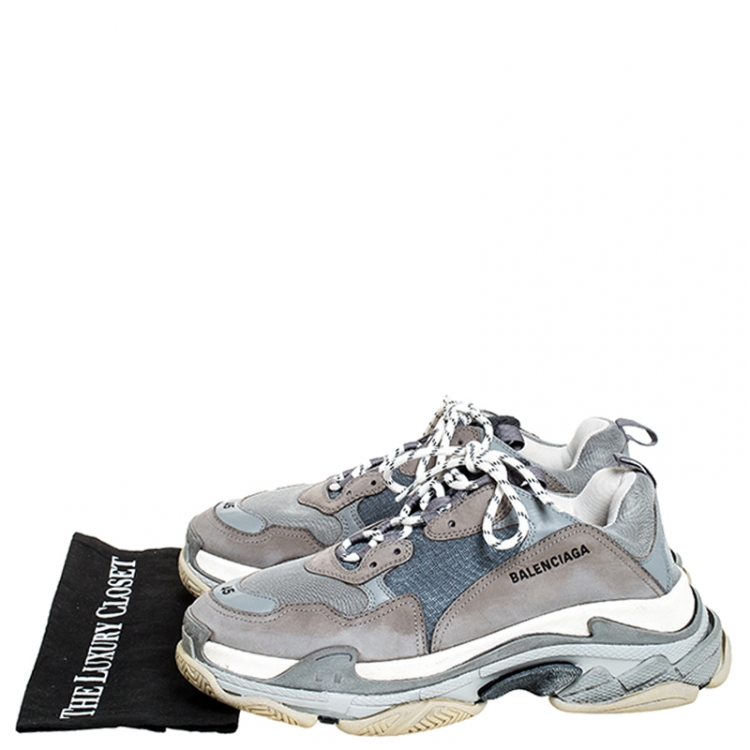Pre Owned Balenciaga Multicolor Mesh, Nubuck And Leather Triple S Platform Sneakers Size 45