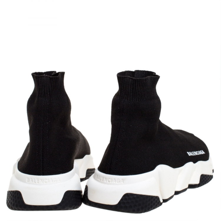 Pre Owned Balenciaga Black Knit Fabric Speed Trainer Sneakers Size 38
