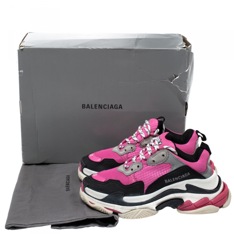 Pre Owned Balenciaga Multicolor Mesh And Leather Triple S Platform Sneakers Size 38