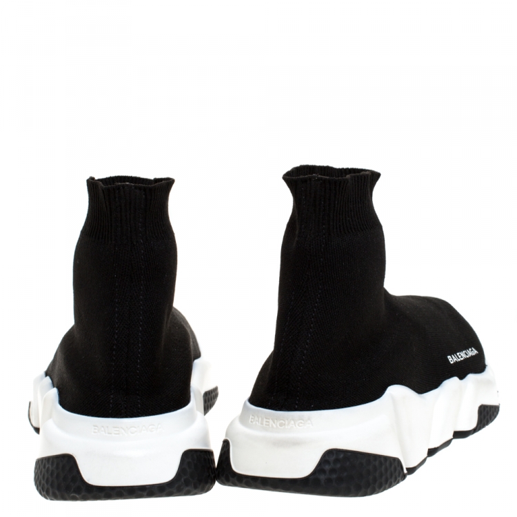 Pre Owned Balenciaga Black Knit Fabric Speed Trainer Sneakers Size 38