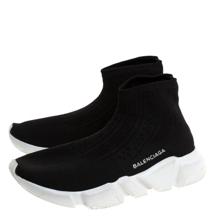 Pre Owned Balenciaga Black Knit Fabric Speed Trainer Sneakers Size 39