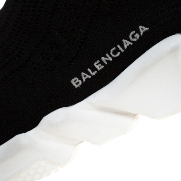 Pre Owned Balenciaga Black Knit Fabric Speed Trainer Sneakers Size 39