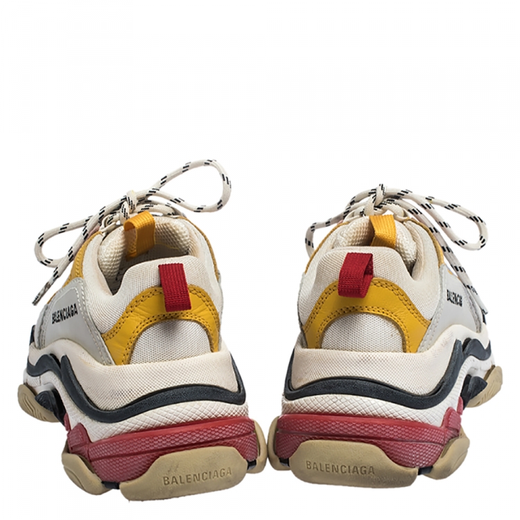 Pre Owned Balenciaga Multicolor Mesh, Nubuck And Leather Triple S Platform Sneakers Size 37