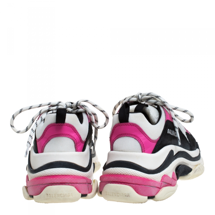 Pre Owned Balenciaga Multicolor Mesh And Leather Triple S Platform Sneakers Size 39