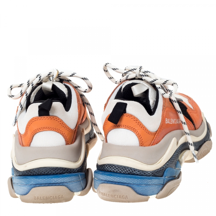 Pre Owned Balenciaga Multicolor Nubuck, Mesh And Leather Triple S Trainer Sneakers Size 37