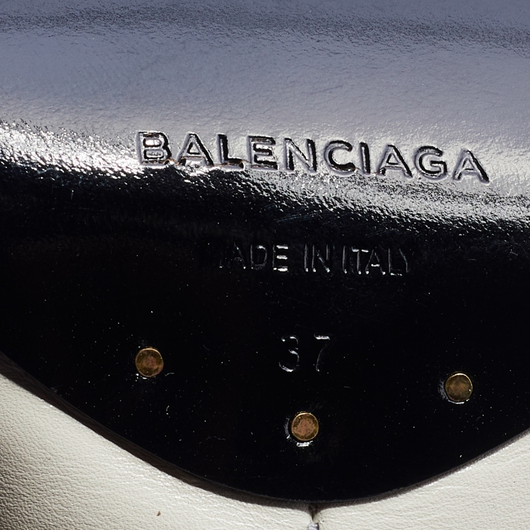 Pre Owned Balenciaga White Leather and PVC Glove Open Toe Mules Size 37