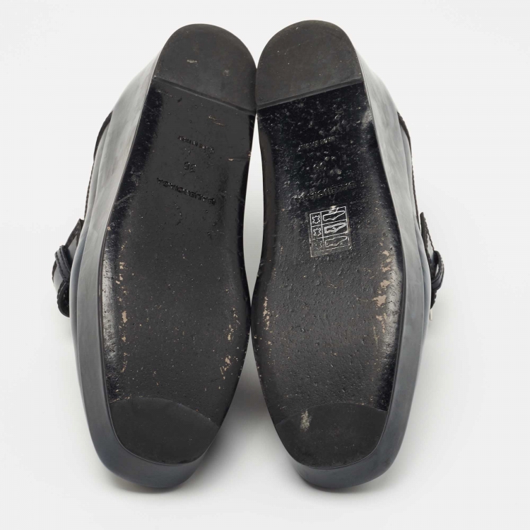 Pre Owned Balenciaga Two Tone Leather Monk Strap Platform Loafers Size 36