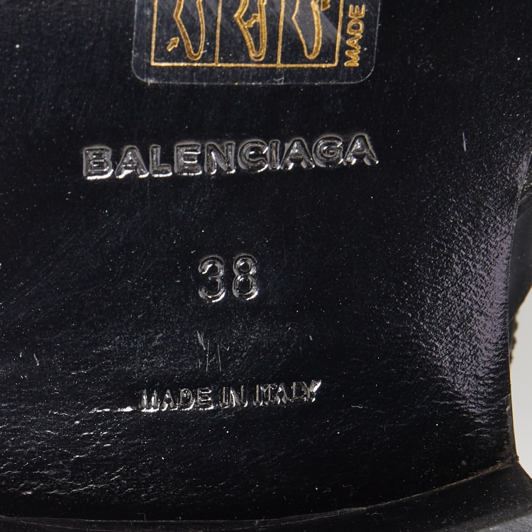 Pre Owned Balenciaga Black Leather Ceinture Ankle Boots Size 38