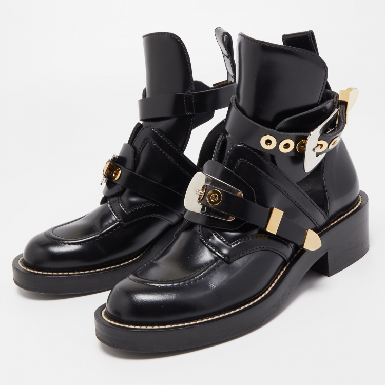 Balenciaga Tiaga Block-heel Leather Boots In Black