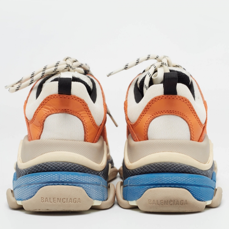 Pre Owned Balenciaga Multicolor Faux Leather  and Mesh Triple S Sneakers Size 38