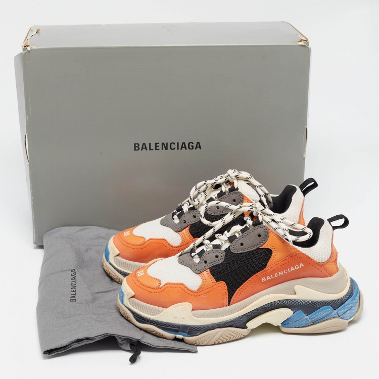 Pre Owned Balenciaga Multicolor Faux Leather  and Mesh Triple S Sneakers Size 38