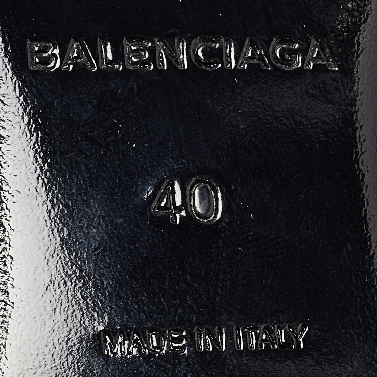 Pre Owned Balenciaga Black Fabric and Leather Knife Slingback Ballet Flats Size 40 