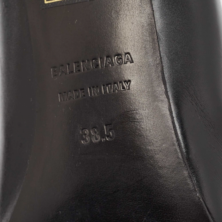 Pre Owned Balenciaga Black Leather BB Knife Pumps Size 38.5
