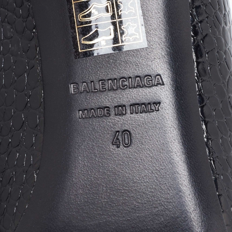 مملوكة مسبقًا Balenciaga Black Croc Embossed Leather Knife Pointed Toe Pumps Size 40
