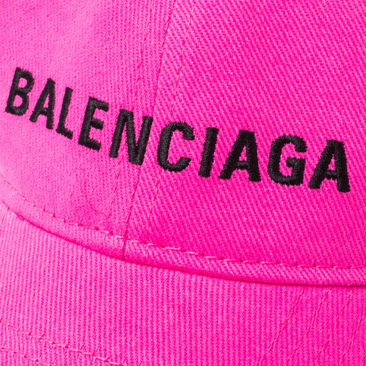 Pre Owned Balenciaga Pink Cotton Embroidered Logomania Baseball Cap L