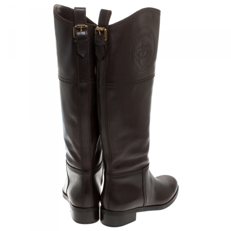 Pre Owned Bally Brown Leather Knee Length Boots Size 39