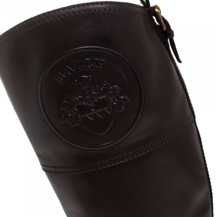 Pre Owned Bally Brown Leather Knee Length Boots Size 39
