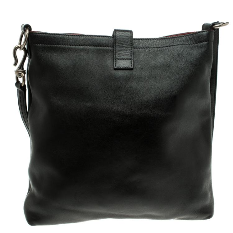 Pre Owned Bally Black Leather B Logo Crossbody Bag