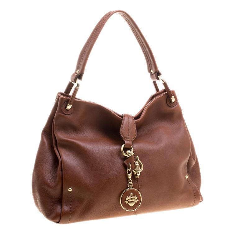 Pre Owned Bally Brown Leather Charm Hobo 