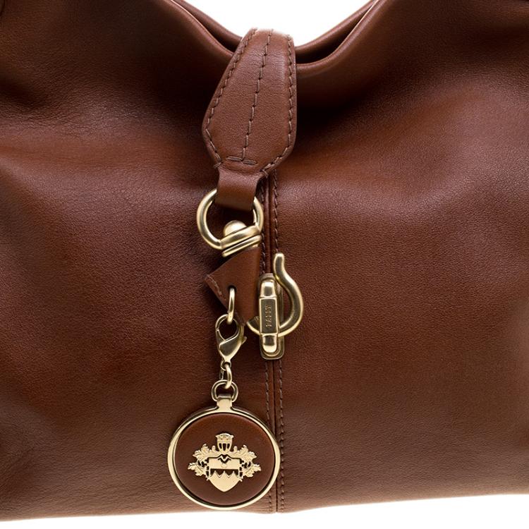 Pre Owned Bally Brown Leather Charm Hobo 