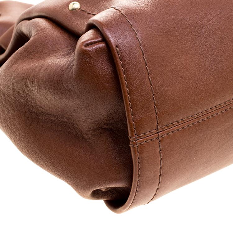 Pre Owned Bally Brown Leather Charm Hobo 
