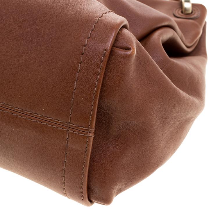 Pre Owned Bally Brown Leather Charm Hobo 