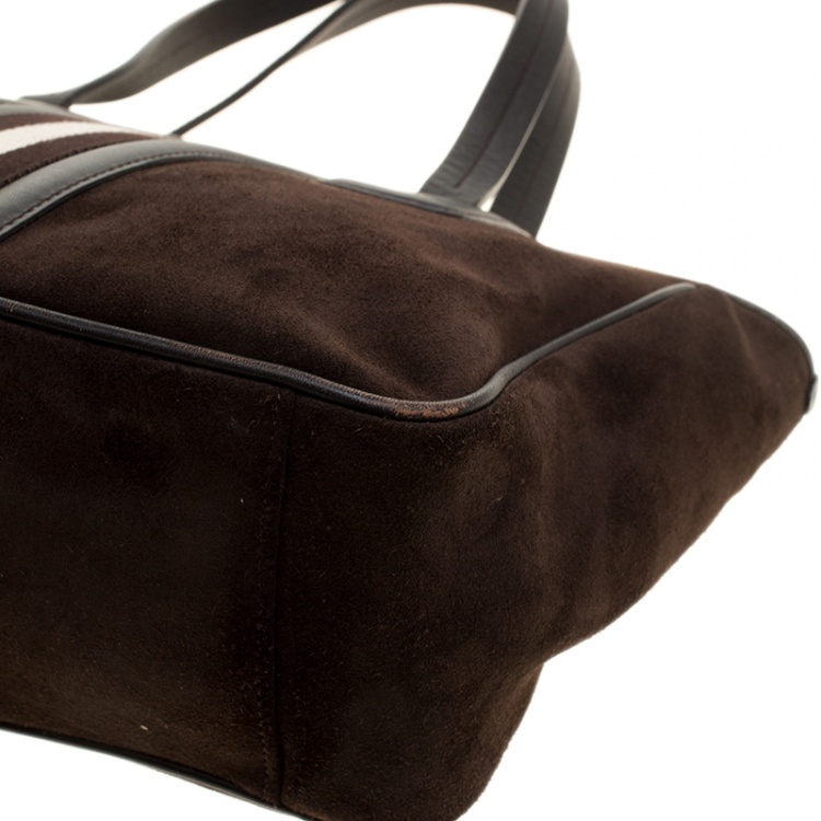 Pre Owned Bally Black Suede and Leather Web Tote