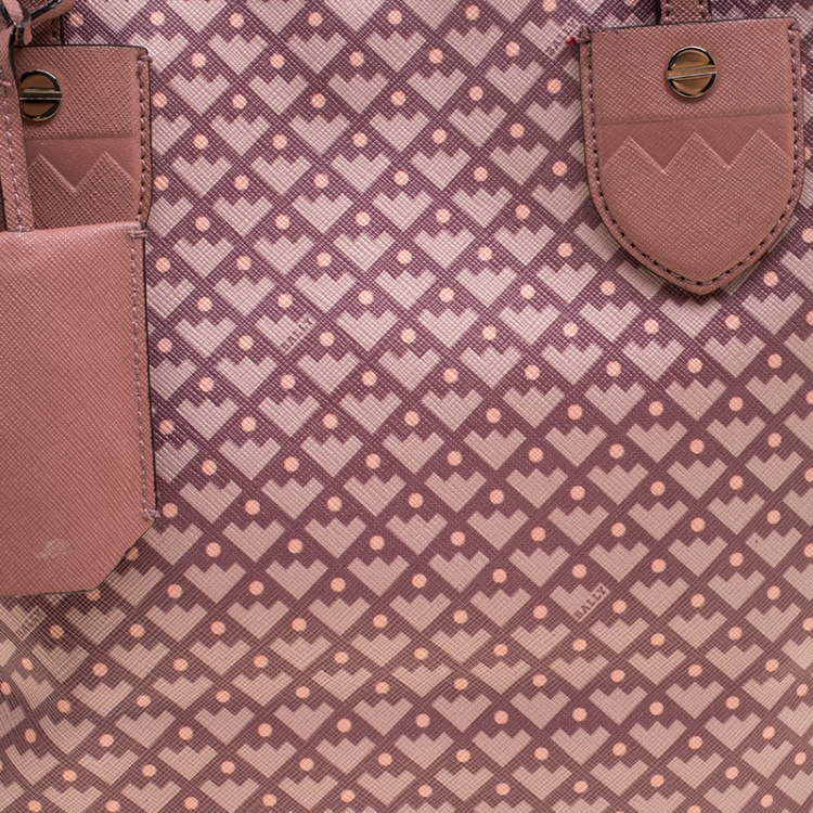 Pre Owned Bally Dusty Pink Printed Coated Canvas Bernina Tote