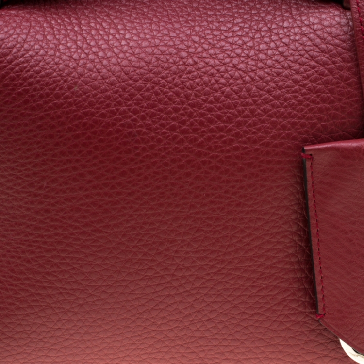 Pre Owned Bally Red Leather and Canvas Kissen Satchel