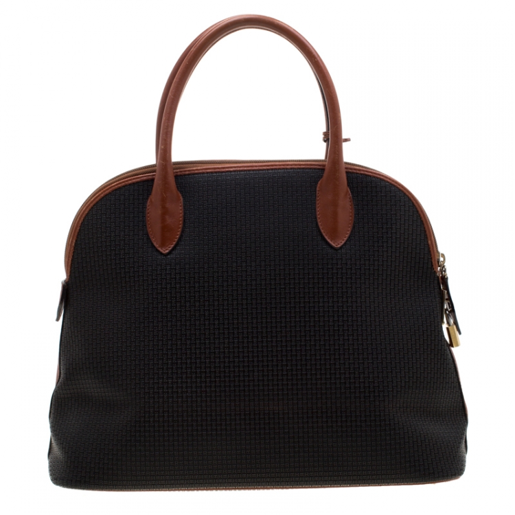 Pre Owned Bally Black/Brown Signature Leather Satchel
