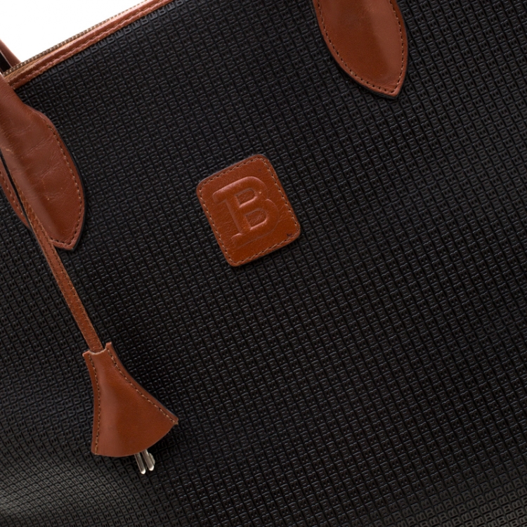 Pre Owned Bally Black/Brown Signature Leather Satchel