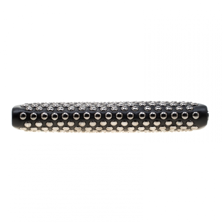 Pre Owned Bally Black Leather Studded Clutch