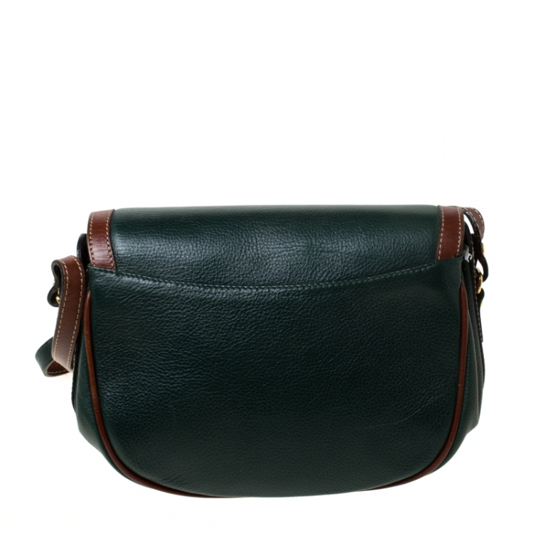 Pre Owned Bally Green/Brown Leather Vintage Crossbody Bag