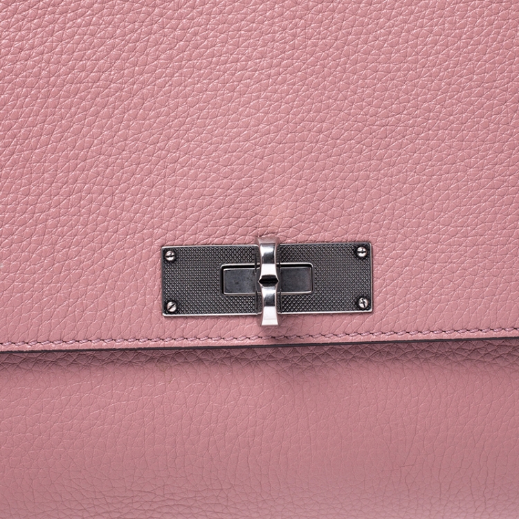 Pre Owned Bally Old Rose Leather Small Top Handle Bag